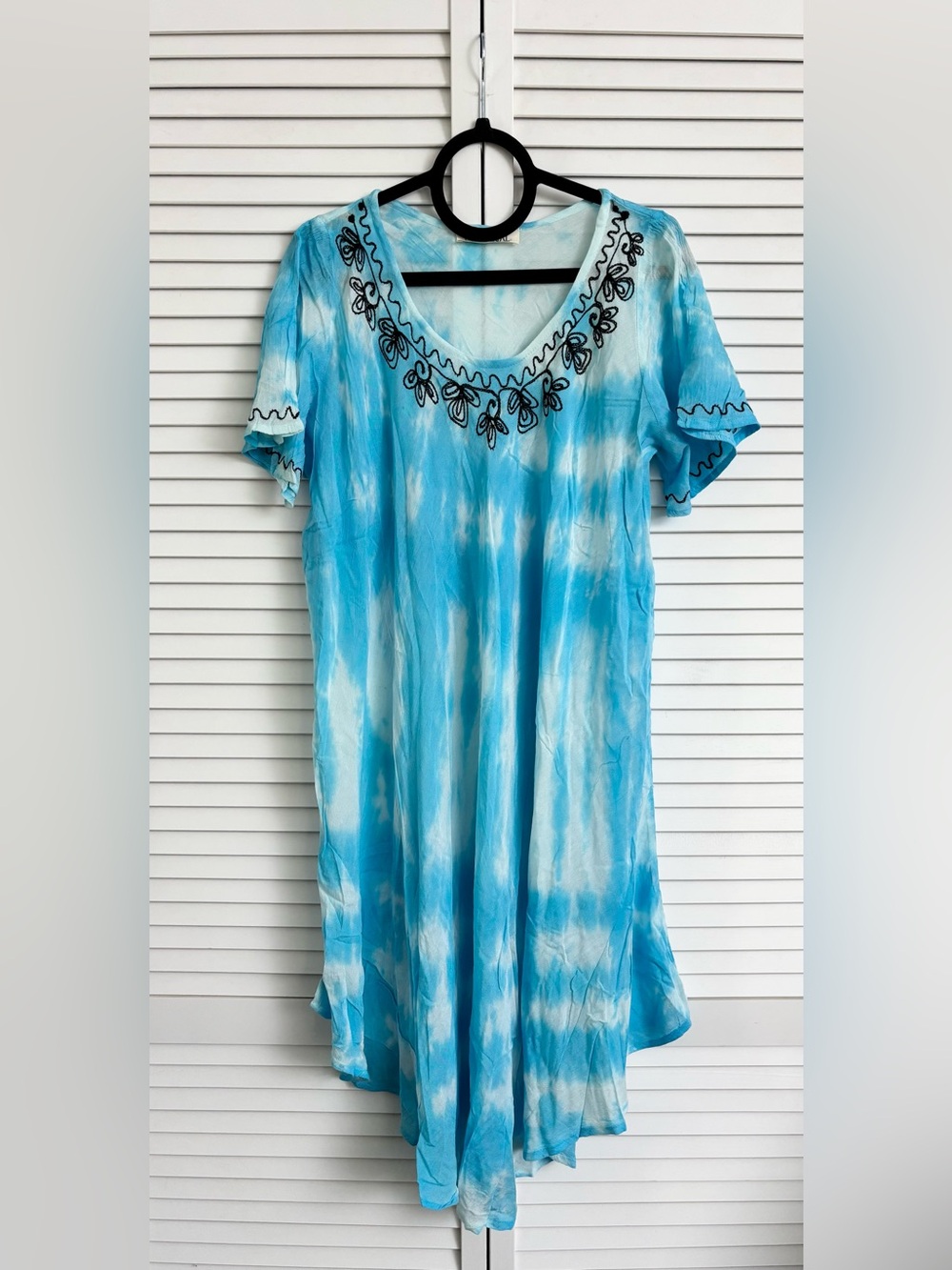 Original USA Women’s Sky Blue Tie-Dye Sundress w/embroidery,Size: OS(XL-1X) NWOT